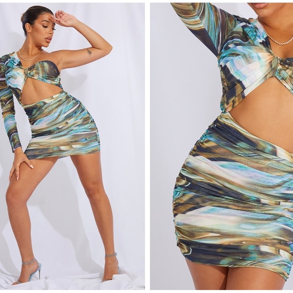 PLT Marble Print One Shoulder Dress - Picture 2 of 3